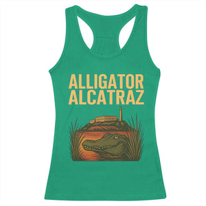 Alligator Alcatraz Florida Racerback Tank Top Political Swamp Prison Dark Humor TS02 Irish Green Print Your Wear