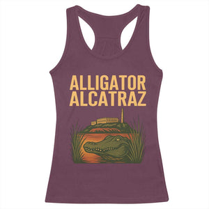 Alligator Alcatraz Florida Racerback Tank Top Political Swamp Prison Dark Humor TS02 Maroon Print Your Wear