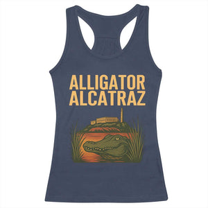 Alligator Alcatraz Florida Racerback Tank Top Political Swamp Prison Dark Humor TS02 Navy Print Your Wear
