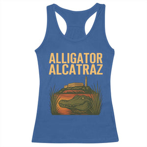 Alligator Alcatraz Florida Racerback Tank Top Political Swamp Prison Dark Humor TS02 Royal Blue Print Your Wear