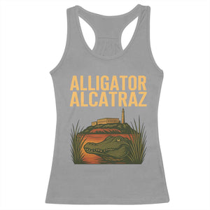 Alligator Alcatraz Florida Racerback Tank Top Political Swamp Prison Dark Humor TS02 Sport Gray Print Your Wear