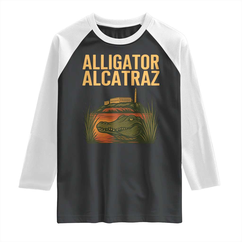 Alligator Alcatraz Florida Raglan Shirt Political Swamp Prison Dark Humor TS02 Black White Print Your Wear
