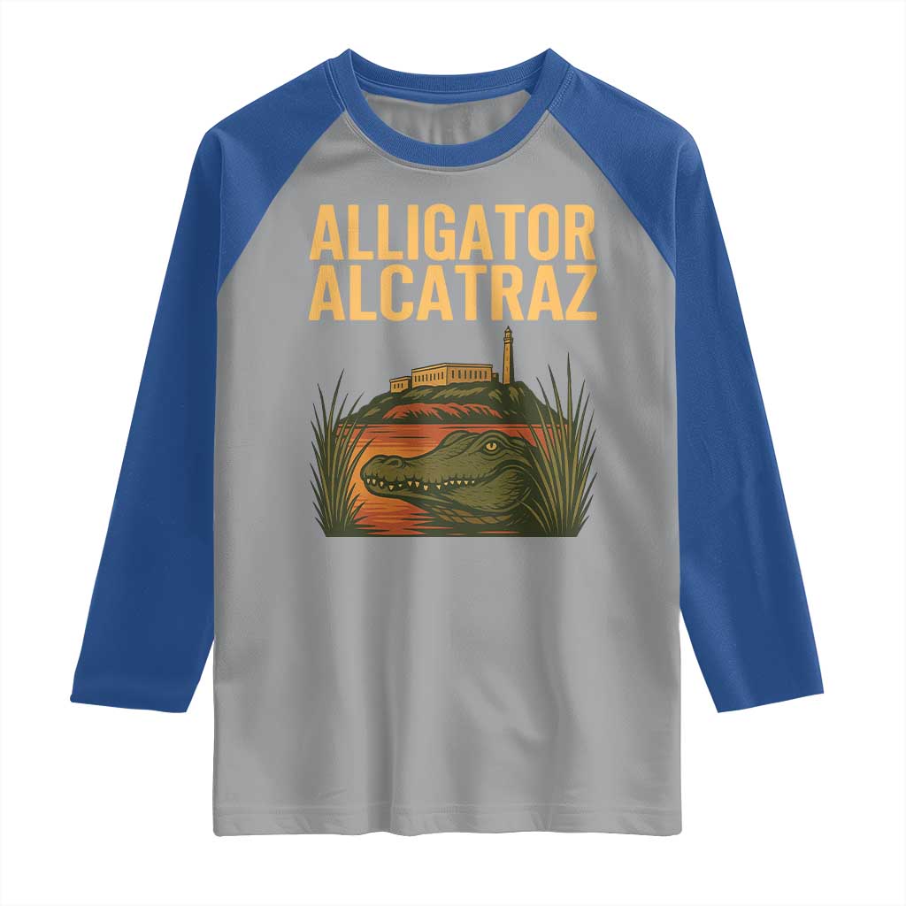 Alligator Alcatraz Florida Raglan Shirt Political Swamp Prison Dark Humor TS02 Sport Gray Royal Print Your Wear
