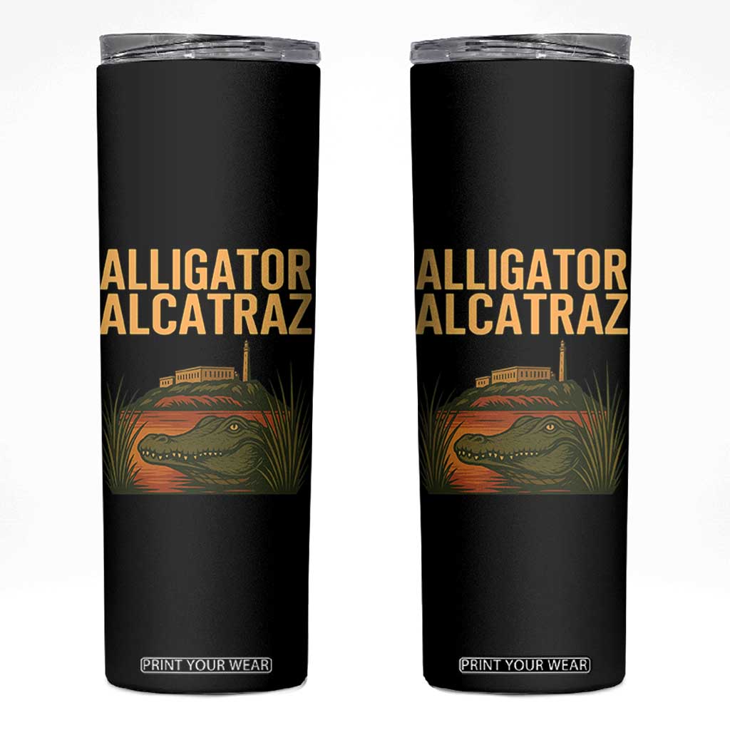 Alligator Alcatraz Florida Skinny Tumbler Political Swamp Prison Dark Humor TS02 Black Print Your Wear