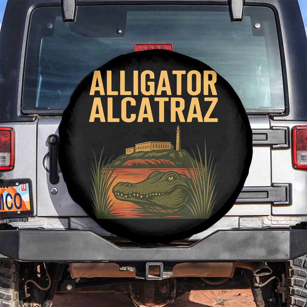 Alligator Alcatraz Florida Spare Tire Cover Political Swamp Prison Dark Humor TS02 No hole Black Print Your Wear