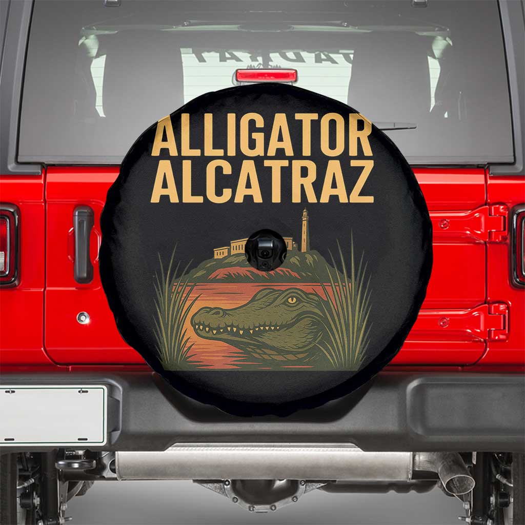 Alligator Alcatraz Florida Spare Tire Cover Political Swamp Prison Dark Humor TS02 Black Print Your Wear