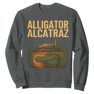 Alligator Alcatraz Florida Sweatshirt Political Swamp Prison Dark Humor TS02 Dark Heather Print Your Wear