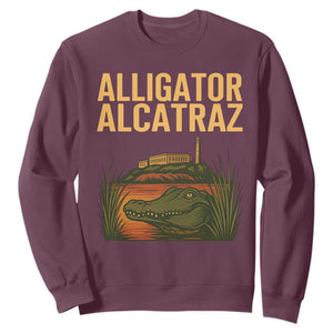 Alligator Alcatraz Florida Sweatshirt Political Swamp Prison Dark Humor TS02 Maroon Print Your Wear