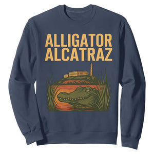 Alligator Alcatraz Florida Sweatshirt Political Swamp Prison Dark Humor TS02 Navy Print Your Wear