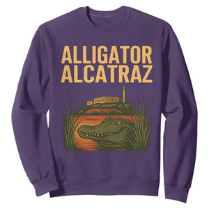 Alligator Alcatraz Florida Sweatshirt Political Swamp Prison Dark Humor TS02 Purple Print Your Wear