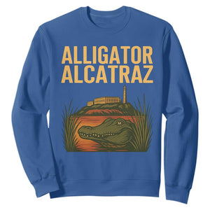 Alligator Alcatraz Florida Sweatshirt Political Swamp Prison Dark Humor TS02 Royal Blue Print Your Wear
