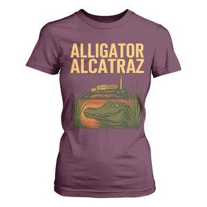 Alligator Alcatraz Florida T Shirt For Women Political Swamp Prison Dark Humor TS02 Maroon Print Your Wear