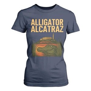 Alligator Alcatraz Florida T Shirt For Women Political Swamp Prison Dark Humor TS02 Navy Print Your Wear