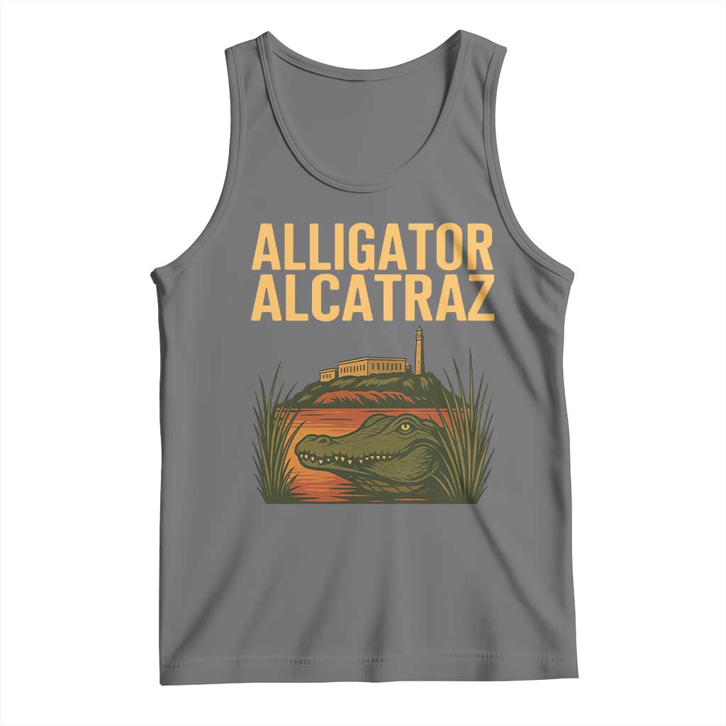 Alligator Alcatraz Florida Tank Top Political Swamp Prison Dark Humor TS02 Black Heather Print Your Wear