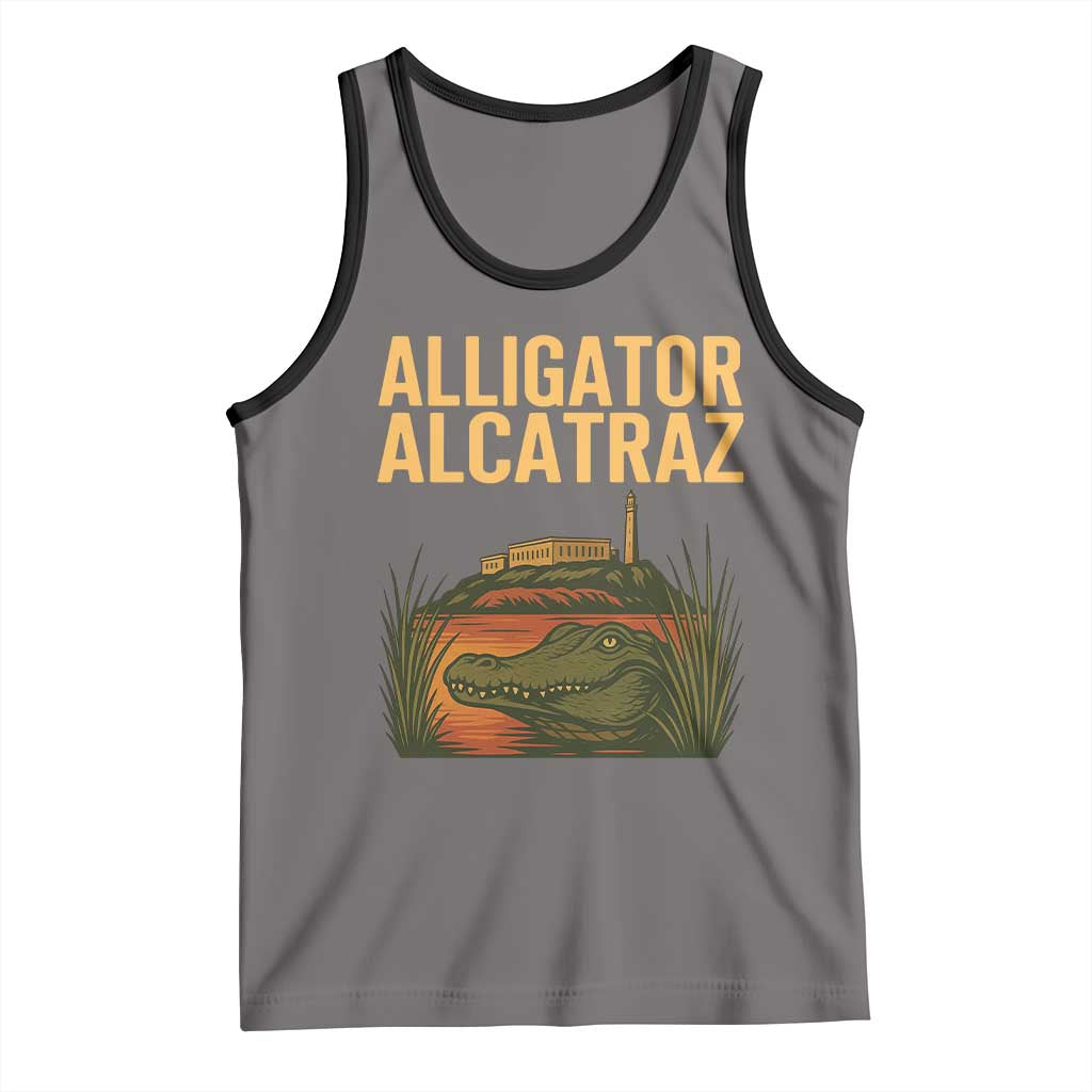 Alligator Alcatraz Florida Tank Top Political Swamp Prison Dark Humor TS02 Deep Heather Black Print Your Wear