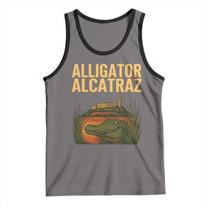 Alligator Alcatraz Florida Tank Top Political Swamp Prison Dark Humor TS02 Deep Heather Black Print Your Wear