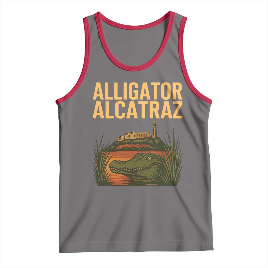 Alligator Alcatraz Florida Tank Top Political Swamp Prison Dark Humor TS02 Deep Heather Red Print Your Wear