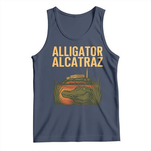 Alligator Alcatraz Florida Tank Top Political Swamp Prison Dark Humor TS02 Navy Print Your Wear