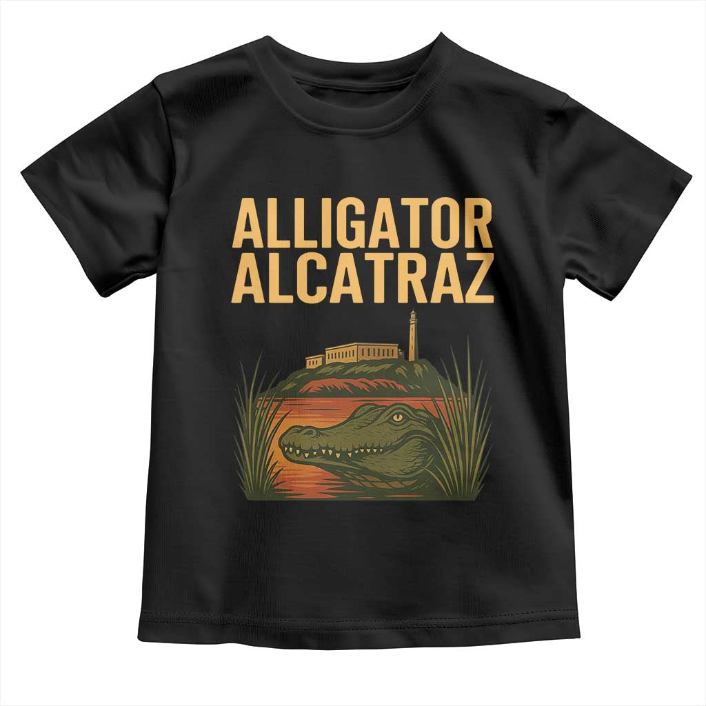 Alligator Alcatraz Florida Toddler T Shirt Political Swamp Prison Dark Humor TS02 Black Print Your Wear