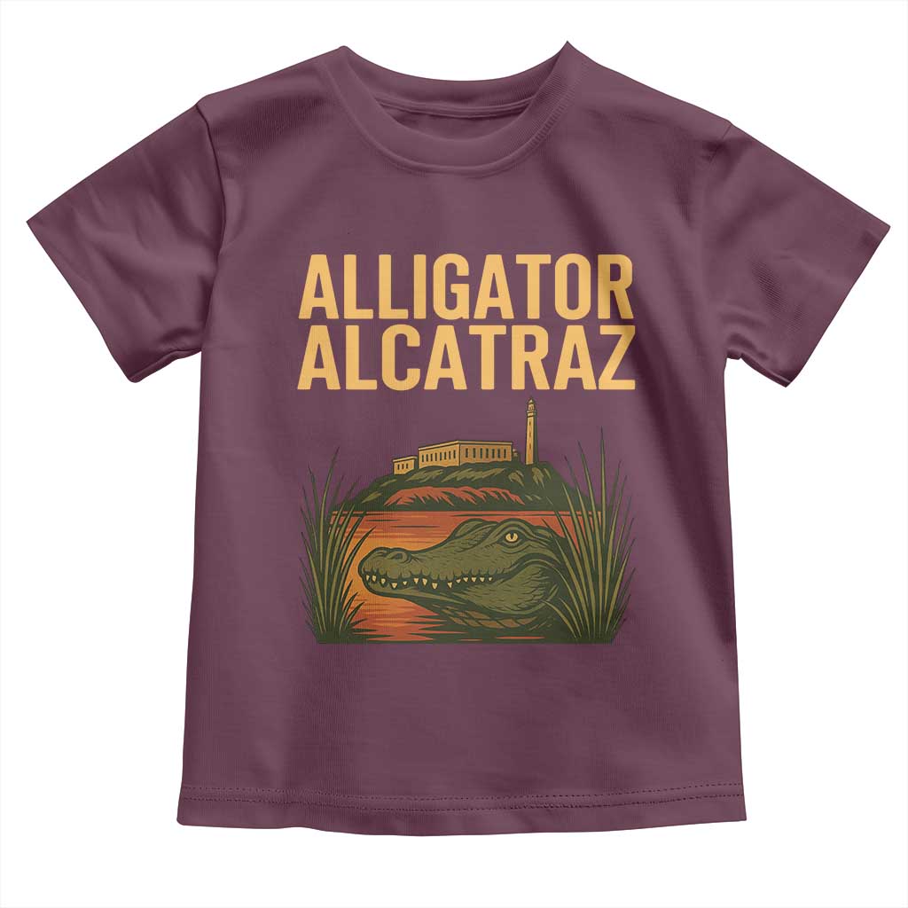 Alligator Alcatraz Florida Toddler T Shirt Political Swamp Prison Dark Humor TS02 Maroon Print Your Wear