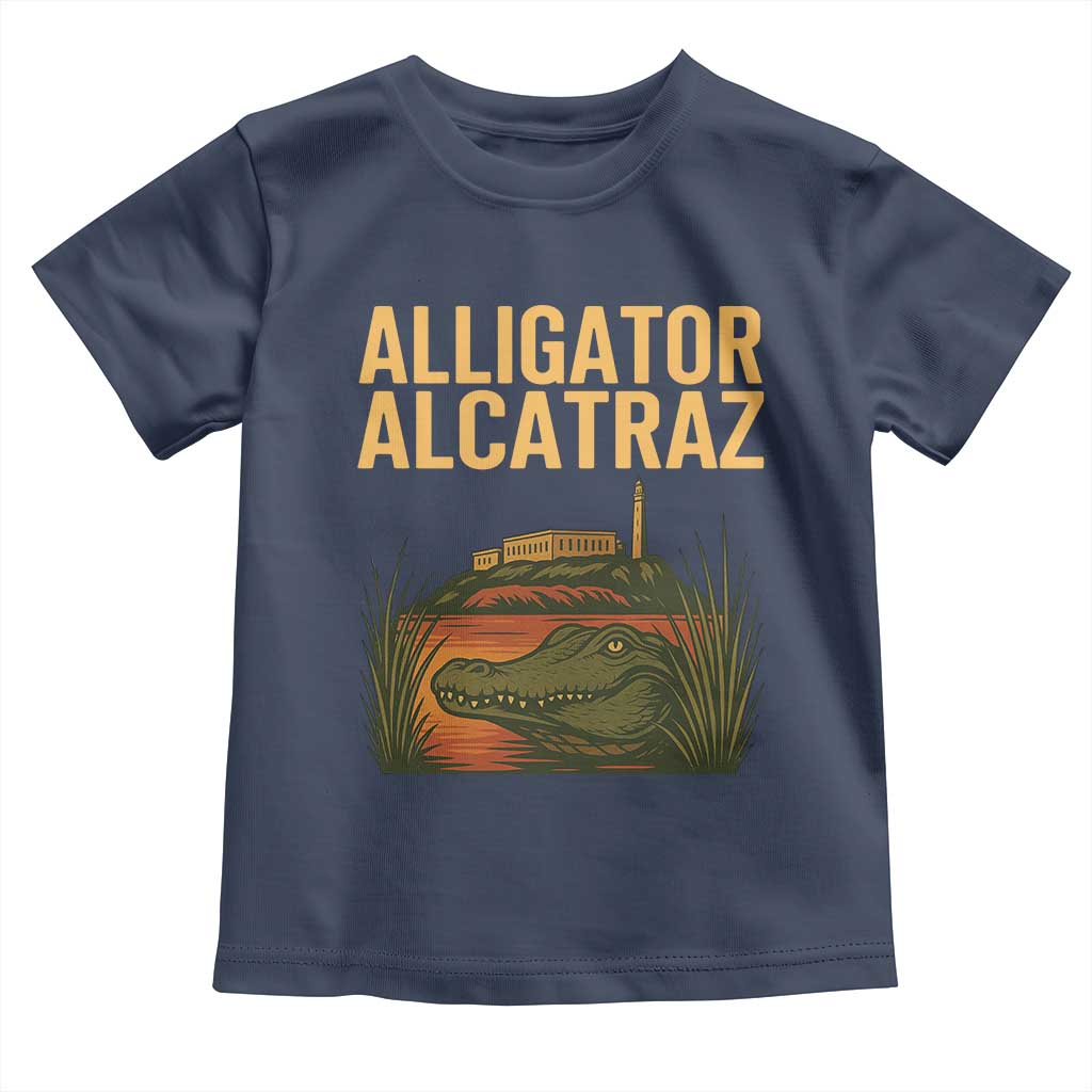 Alligator Alcatraz Florida Toddler T Shirt Political Swamp Prison Dark Humor TS02 Navy Print Your Wear