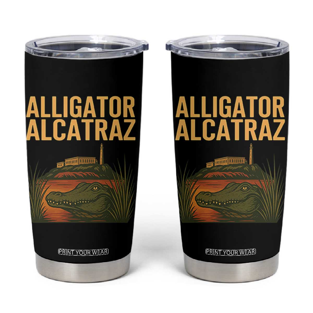 Alligator Alcatraz Florida Tumbler Cup Political Swamp Prison Dark Humor TS02 Black Print Your Wear