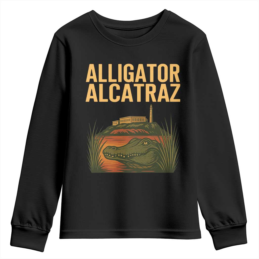 Alligator Alcatraz Florida Youth Sweatshirt Political Swamp Prison Dark Humor TS02 Black Print Your Wear