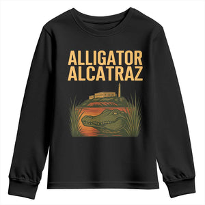 Alligator Alcatraz Florida Youth Sweatshirt Political Swamp Prison Dark Humor TS02 Black Print Your Wear