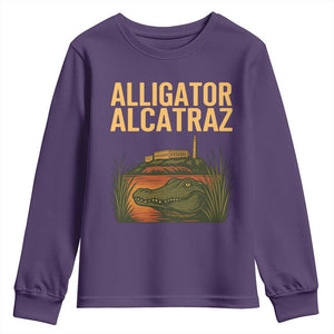 Alligator Alcatraz Florida Youth Sweatshirt Political Swamp Prison Dark Humor TS02 Purple Print Your Wear