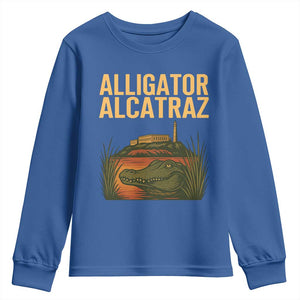 Alligator Alcatraz Florida Youth Sweatshirt Political Swamp Prison Dark Humor TS02 Royal Blue Print Your Wear