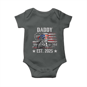 Patriotic Daddy Est 2025 Baby Onesie Funny Trump 1776 We The People American Flag TS02 Dark Heather Print Your Wear