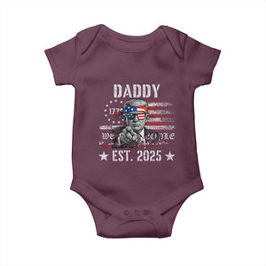 Patriotic Daddy Est 2025 Baby Onesie Funny Trump 1776 We The People American Flag TS02 Maroon Print Your Wear