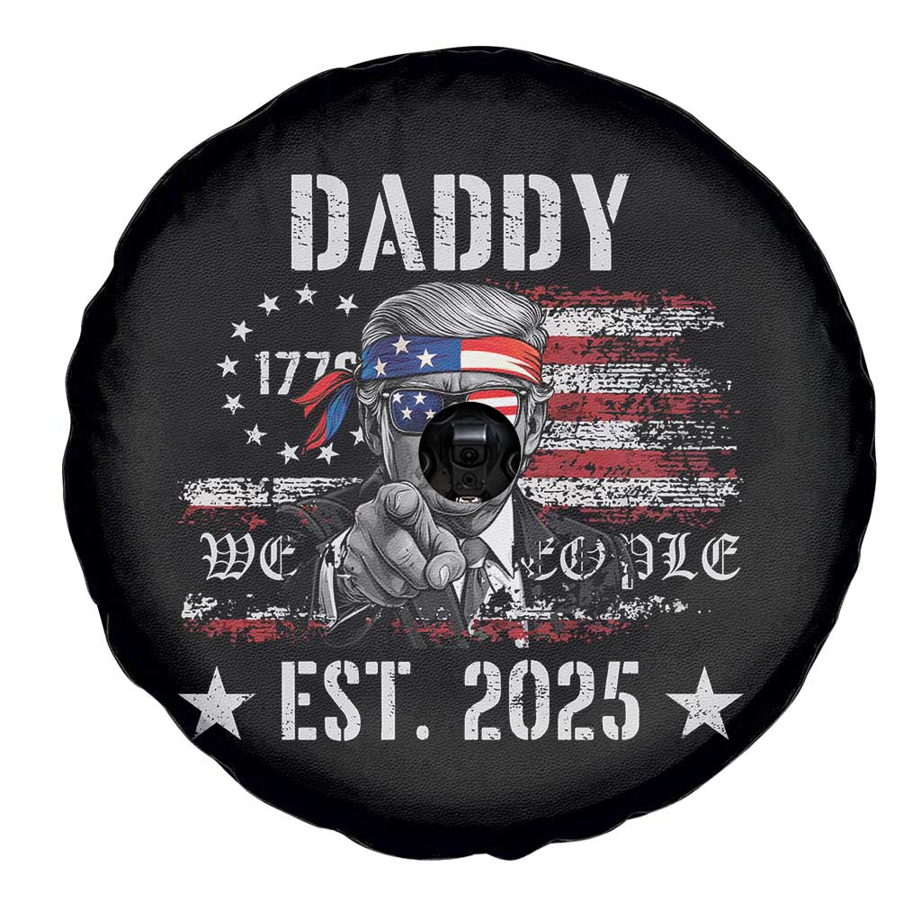 Patriotic Daddy Est 2025 Spare Tire Cover Funny Trump 1776 We The People American Flag TS02 Print Your Wear