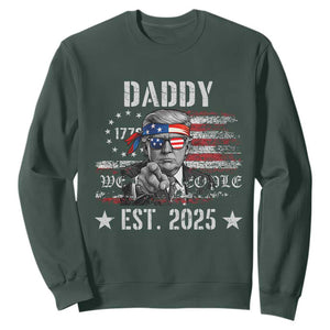 Patriotic Daddy Est 2025 Sweatshirt Funny Trump 1776 We The People American Flag TS02 Dark Forest Green Print Your Wear
