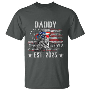 Patriotic Daddy Est 2025 T Shirt Funny Trump 1776 We The People American Flag TS02 Dark Heather Print Your Wear
