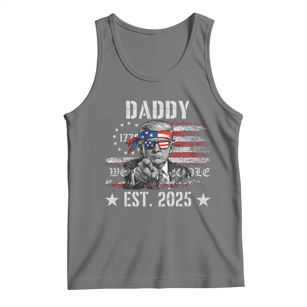 Patriotic Daddy Est 2025 Tank Top Funny Trump 1776 We The People American Flag TS02 Black Heather Print Your Wear