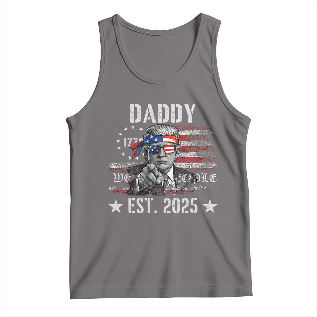 Patriotic Daddy Est 2025 Tank Top Funny Trump 1776 We The People American Flag TS02 Deep Heather Print Your Wear