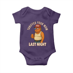 Funny Trump Tariff Daddy Baby Onesie Tariffed Your Mom Last Night Political Humor TS02 Purple Print Your Wear