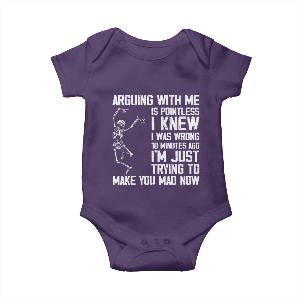 Funny Skeleton Sarcastic Baby Onesie Arguing With Me Is Pointless Smartmouths TS02 Purple Print Your Wear