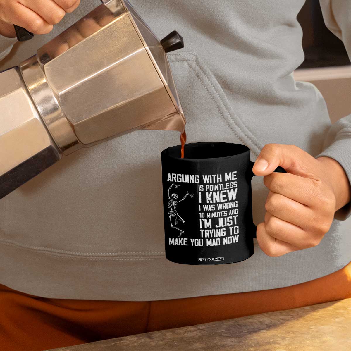 Funny Skeleton Sarcastic Coffee Mug Arguing With Me Is Pointless Smartmouths TS02 Print Your Wear
