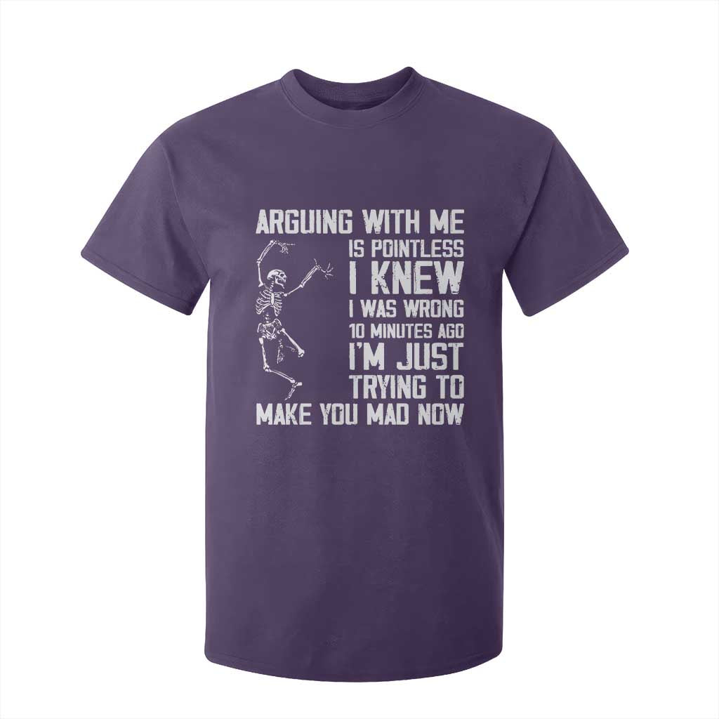 Funny Skeleton Sarcastic T Shirt For Kid Arguing With Me Is Pointless Smartmouths TS02 Purple Print Your Wear