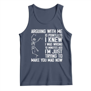 Funny Skeleton Sarcastic Tank Top Arguing With Me Is Pointless Smartmouths TS02 Navy Print Your Wear