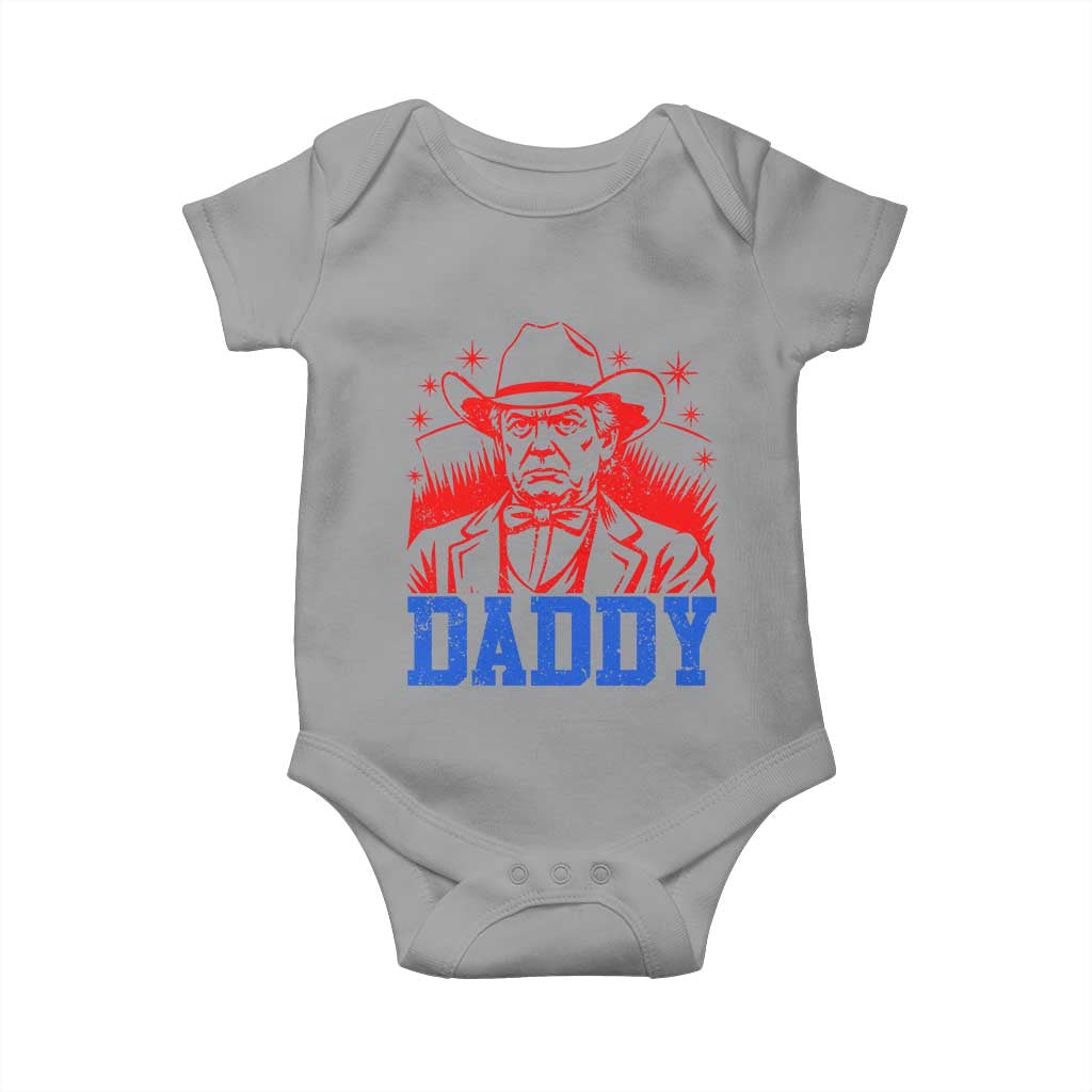 Cowboy Trump Daddy Baby Onesie Western Politica Patriotic Americans TS02 Sport Gray Print Your Wear