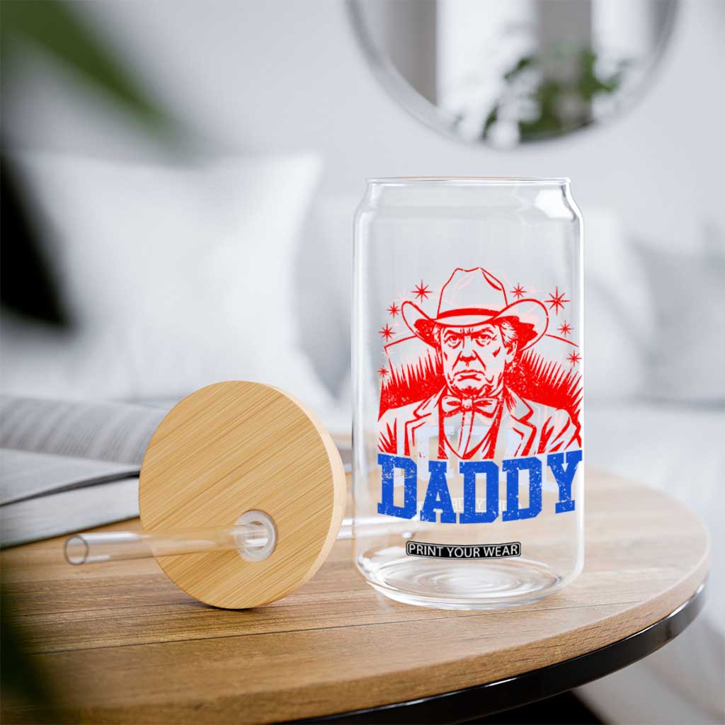 Cowboy Trump Daddy Glass Can Western Politica Patriotic Americans TS02 Print Your Wear