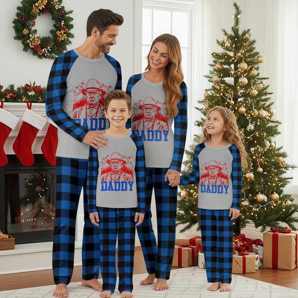Cowboy Trump Daddy Plaid Pajama Set Western Politica Patriotic Americans TS02 Blue Plaid Print Your Wear