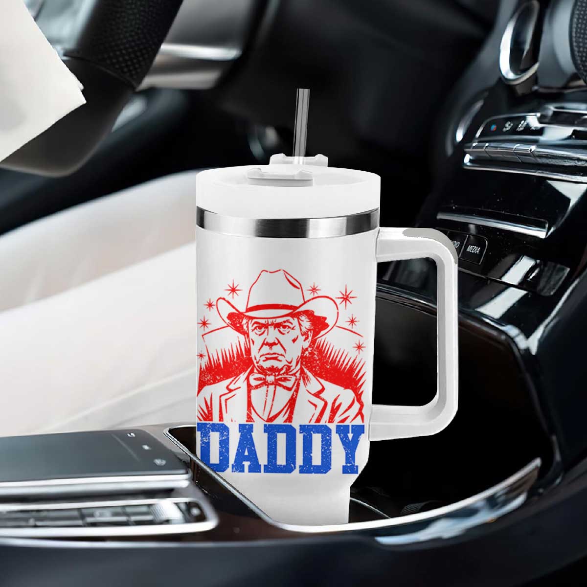 Cowboy Trump Daddy Tumbler With Handle Western Politica Patriotic Americans TS02 Print Your Wear