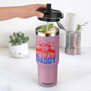 Cowboy Trump Daddy Flip Straw Tumbler Western Politica Patriotic Americans TS02 One Size: 30 oz Light Pink Print Your Wear