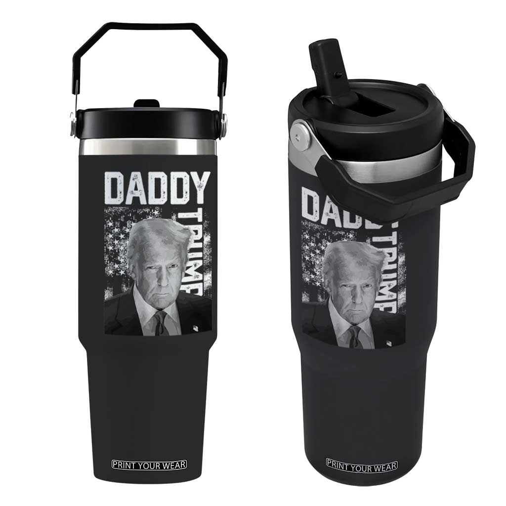 Daddy Trump Flip Straw Tumbler Patriotic American Flag TS02 One Size: 30 oz Black Print Your Wear