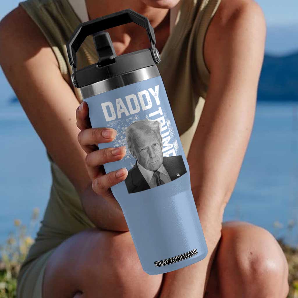 Daddy Trump Flip Straw Tumbler Patriotic American Flag TS02 One Size: 30 oz Light Blue Print Your Wear