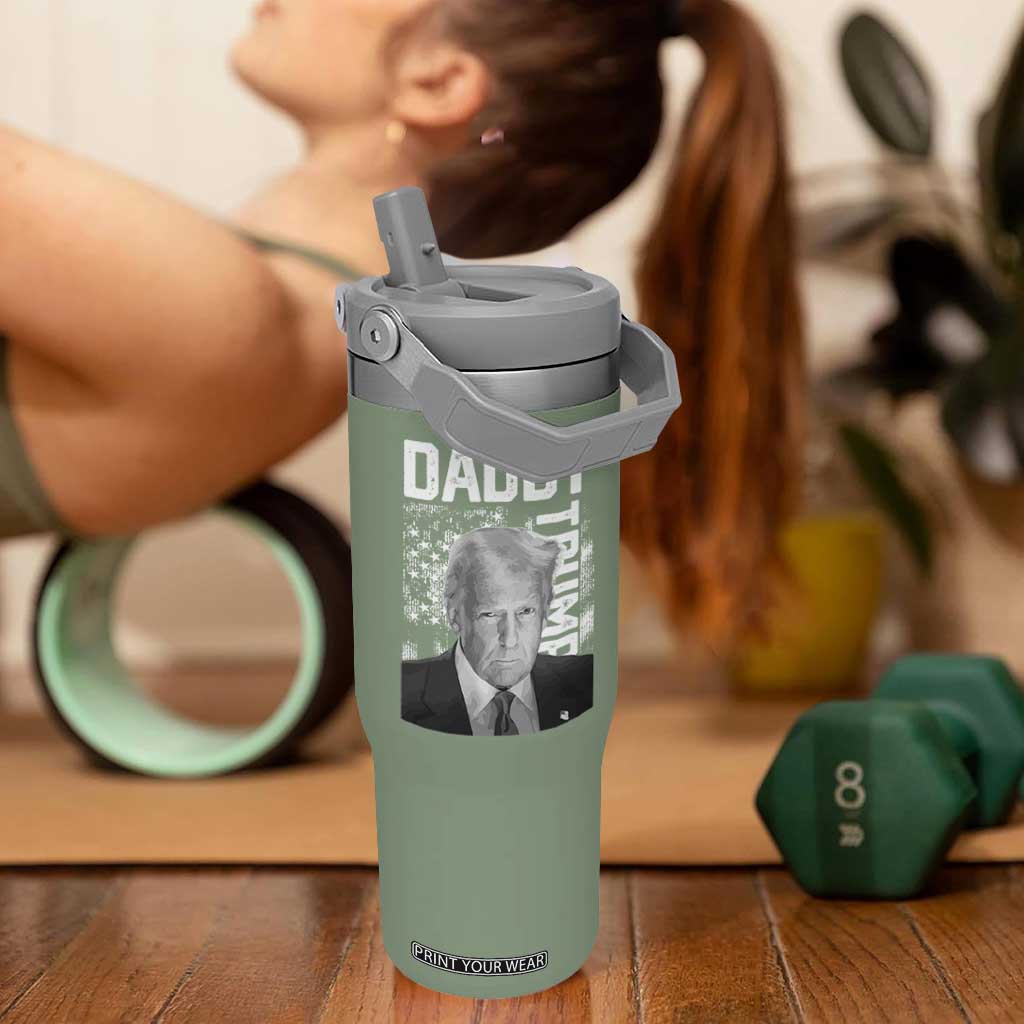 Daddy Trump Flip Straw Tumbler Patriotic American Flag TS02 One Size: 30 oz Moss Green Print Your Wear